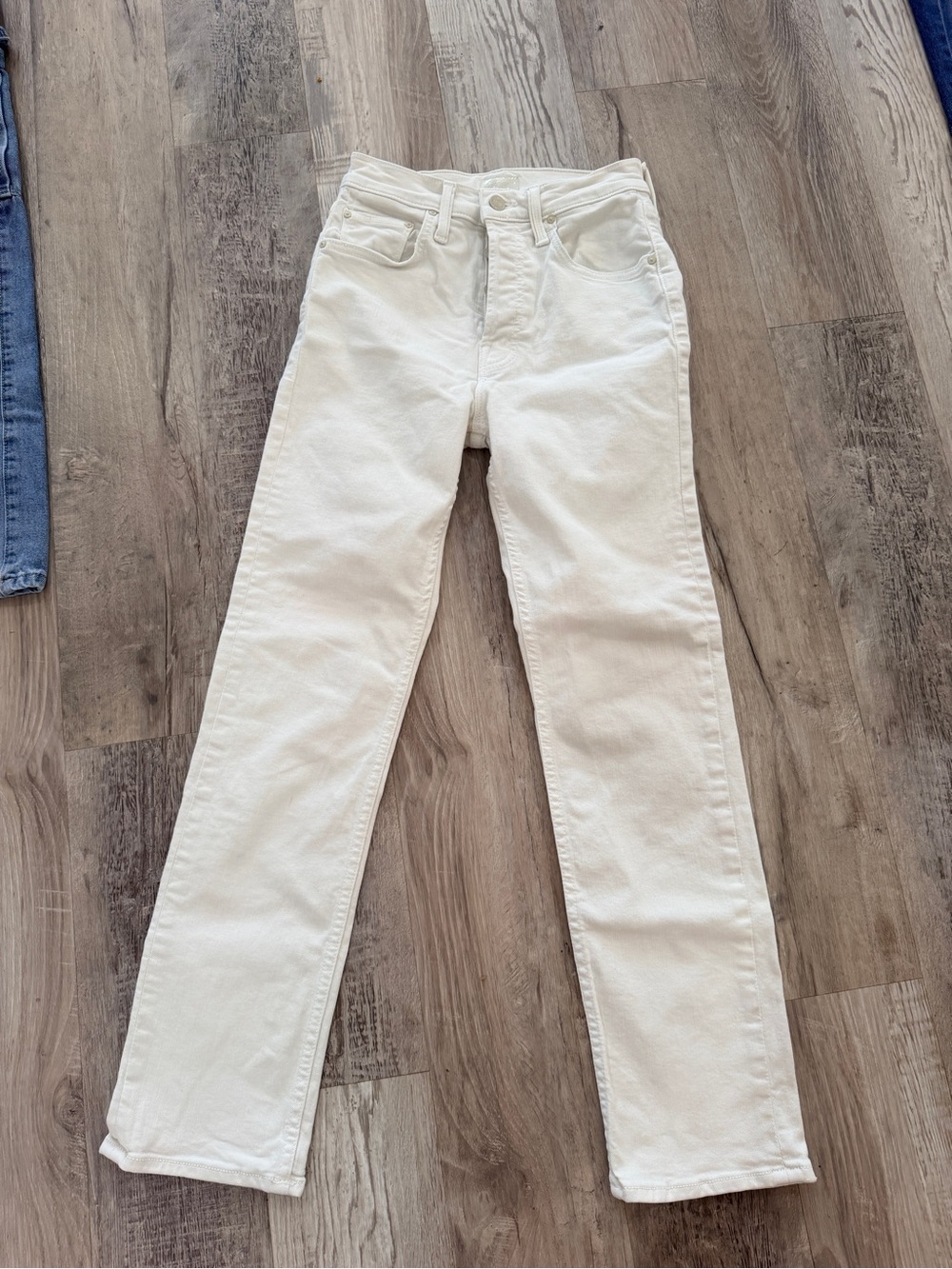 Mother High-Rise Straight Jeans in Off-White 24
